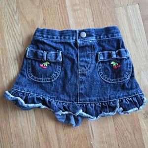 Sprockets Baby Ruffle and Bow Cherry Jean Skirt with Pockets, Size 0-3 months